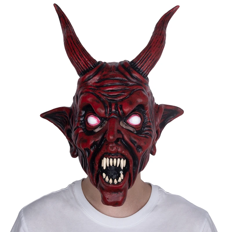 

Men's Scary Devils Mask New Red Devil Mask Latex Horned Ghost Mask Free Shipping