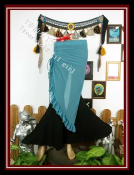 

belly dance skirt adult Transparent thin gothic Tribal Belly Dance over skirt with ruffle BQ161-168