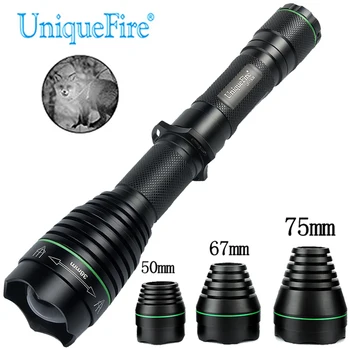 Online UniqueFire 1508 T38 IR 940nm Rechargeable LED Flashlight Infrared Light Night Vision Zoom Torch With 50mm, 67mm, 75mm Head
