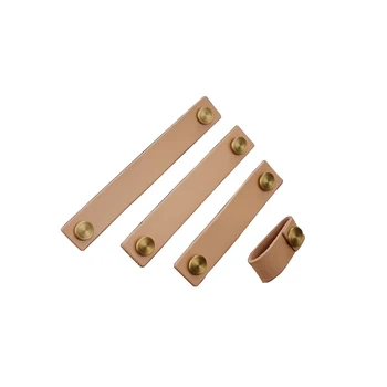 

2PCS Brass Soft Leather Handle and Knobs for Furniture Cabinet Chest Drawer Suitcase Handle with Screws JF1884