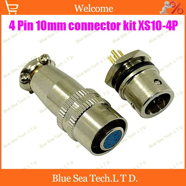 Free Shipping 10 sets=20pcs 4 Pin 10mm Male &amp Female mic circular connector kit XS10-4P Socket+Plug Aviation plug interface |