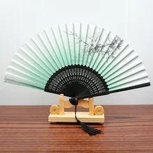 Китайский Стиль Живопись и каллиграфия вентилятор портативный дамы складной вишневый цвет бамбука ветер ITAS6647A