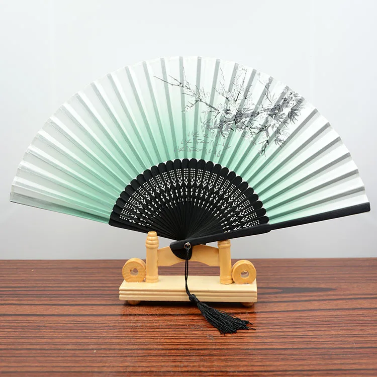 

Chinese style painting and calligraphy fan portable ladies folding cherry blossom bamboo wind ITAS6647A
