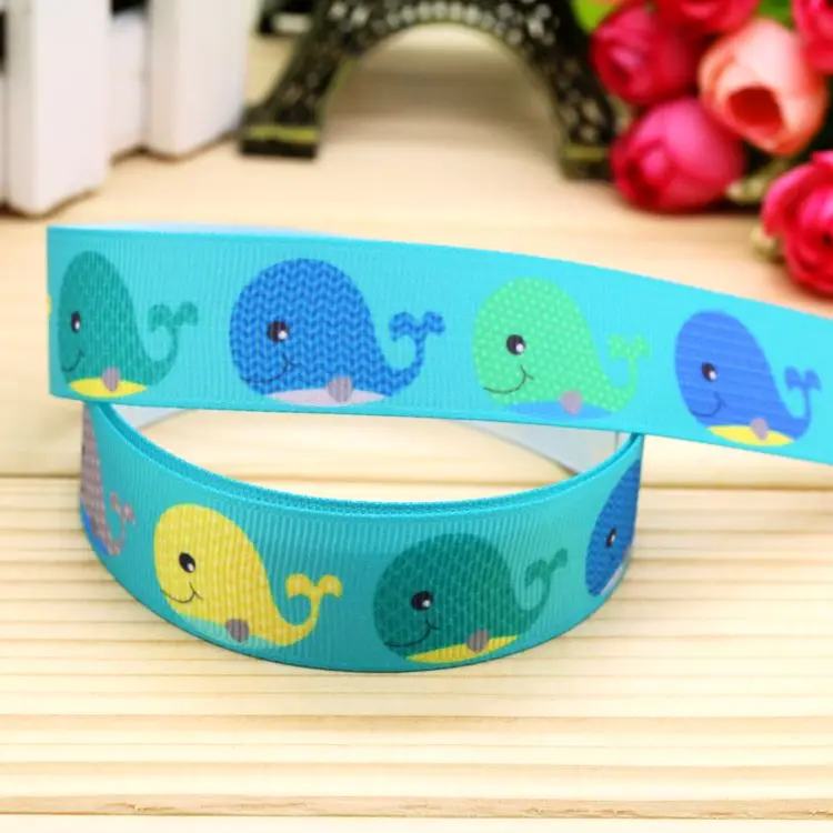 

7/8 ''с рисунком Кита grosgrain лента, бант для волос, головной убор, украшение, оптовая продажа OEM 22 мм H5207