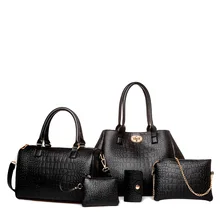 2016 Nuevo de las mujeres de moda de piel de Cocodrilo bolso compuesto de cinco piezas conjunto bolsa de mensajero 5 unids compuesto bolsa de mujer SD03
