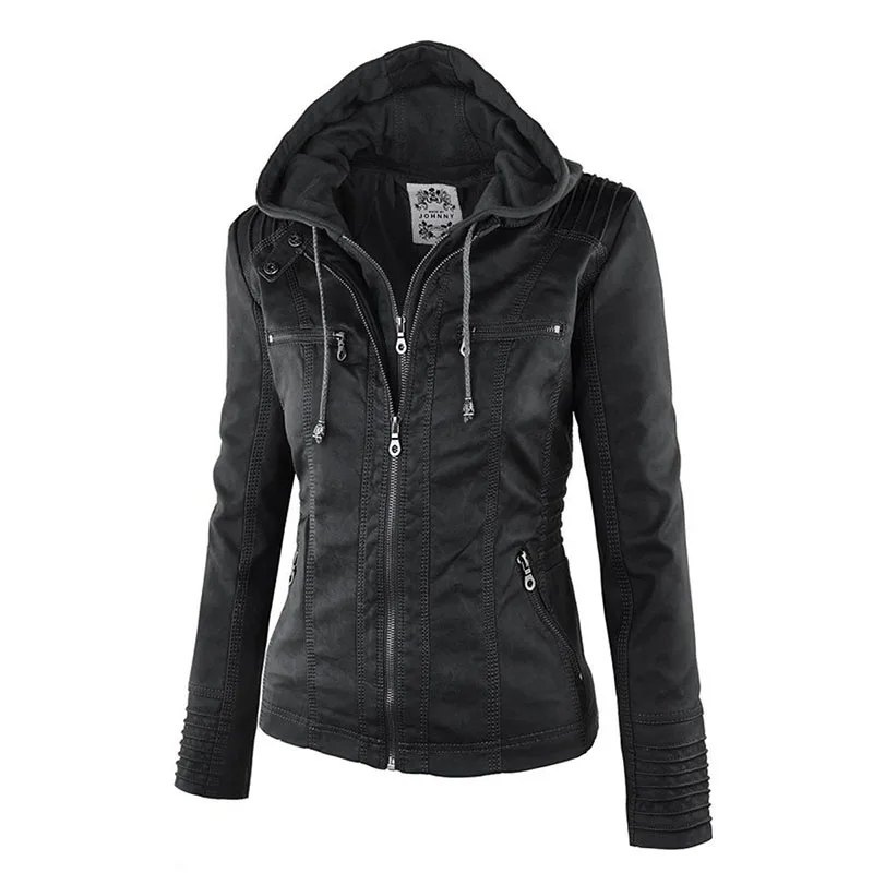 Готическая куртка из искусственной кожи, женские толстовки, зимняя Осенняя мотоциклетная куртка, черная верхняя одежда из искусственной кожи, куртка из искусственной кожи