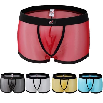 

Men Sexy Transparent Mesh Gauze Lace Panties Gay Male Sheer See Through Shorts Silk Bikini Sexy Boxers for Man