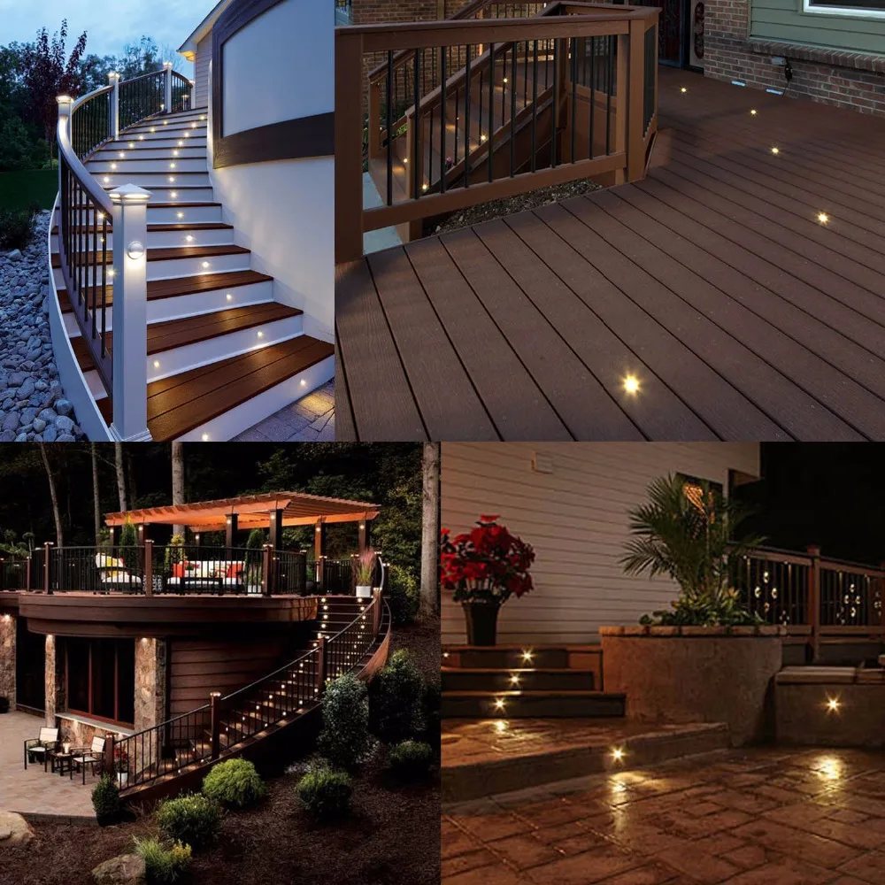 Porches Decks Decorative Outdoor Light Fixtures Recessed Wall Spotlight 12V IP67 Waterproof Uplight Lighting 20pcs/set B111 20|outdoor decking
