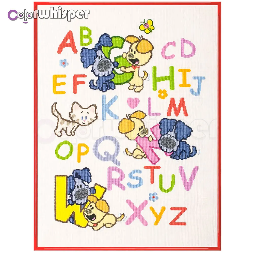 

ColorWhisper Daimond Painting Full Square/ Round Children Alphabet Diamond Painting Rhinestone Crystal Cross Stitch Mosaic 804DP