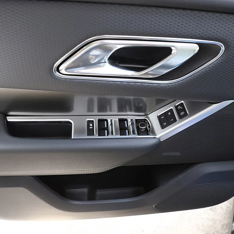 

For Landrover Range Rover VELAR 2017 ABS Matte Silver Window Lift Button Frame Cover Trim Kit Car Accessories 4pcs