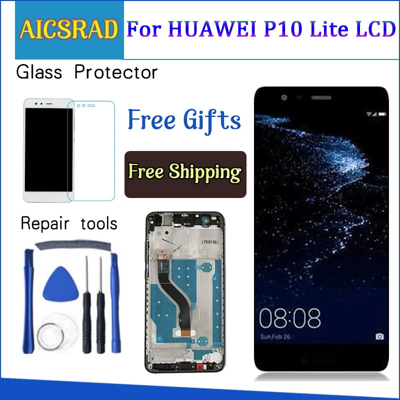 Скидка ЖК дисплей для huawei P10 Lite, сенсорный экран, дигитайзер для huawei P10 Lite, ЖК экран с рамкой P10lite, дисплей, новинка, 5,2