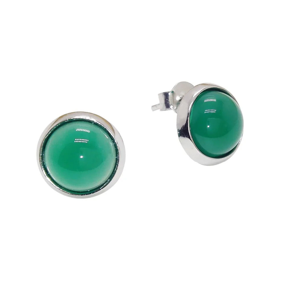 

Silver Stud Earrings 100% Guaranteed Real 925 Sterling Silver With 10mm Agate 5pairs/lot YH1049