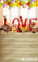 Background 5X7ft Baby “LOVE” Indoor Photographic Backdrop Digital Muslin Photo Studio Colorful Balloon Child Wood Floor Backdrop