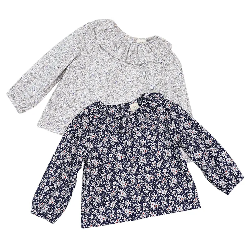 Mädchen Bluse Baby Mädchen Solide Tops Blume Kragen Puff Sleeve Bluse Baby Mädchen Kleidung Neue