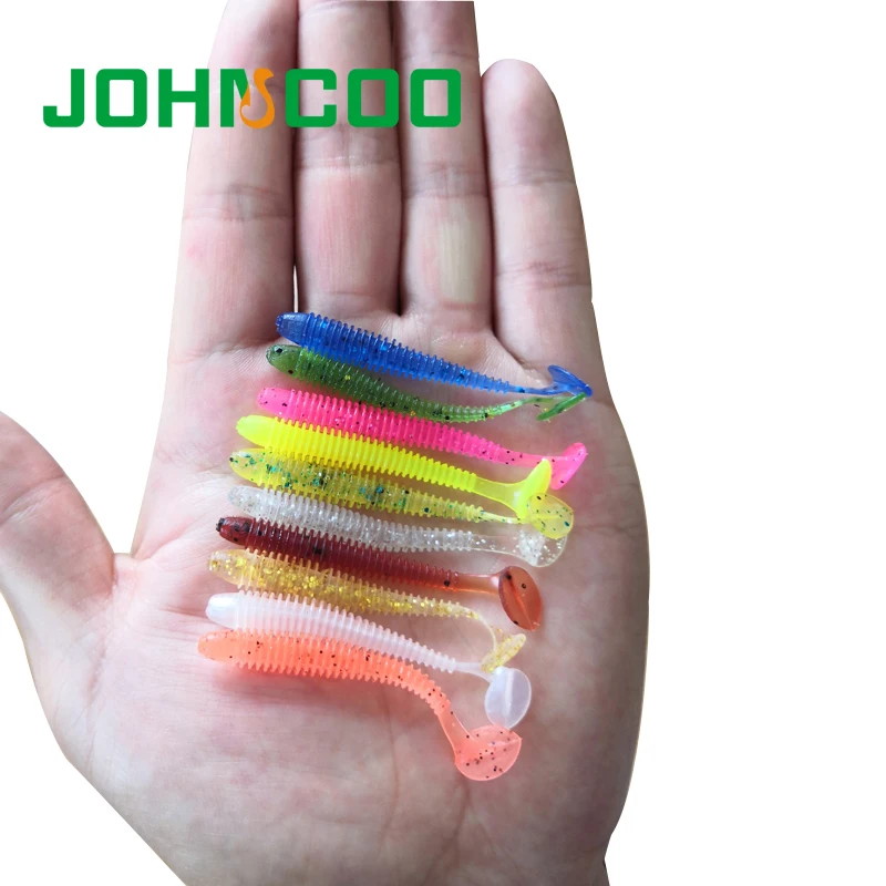 JOHNCOO, 20 шт., Т-образный хвост, Мягкая приманка, червь, 50 мм, 0,6 г, воблер, отжимная силиконовая приманка, Shad Iscas, мягкая рыба, мягкие приманки, рыболовные снасти