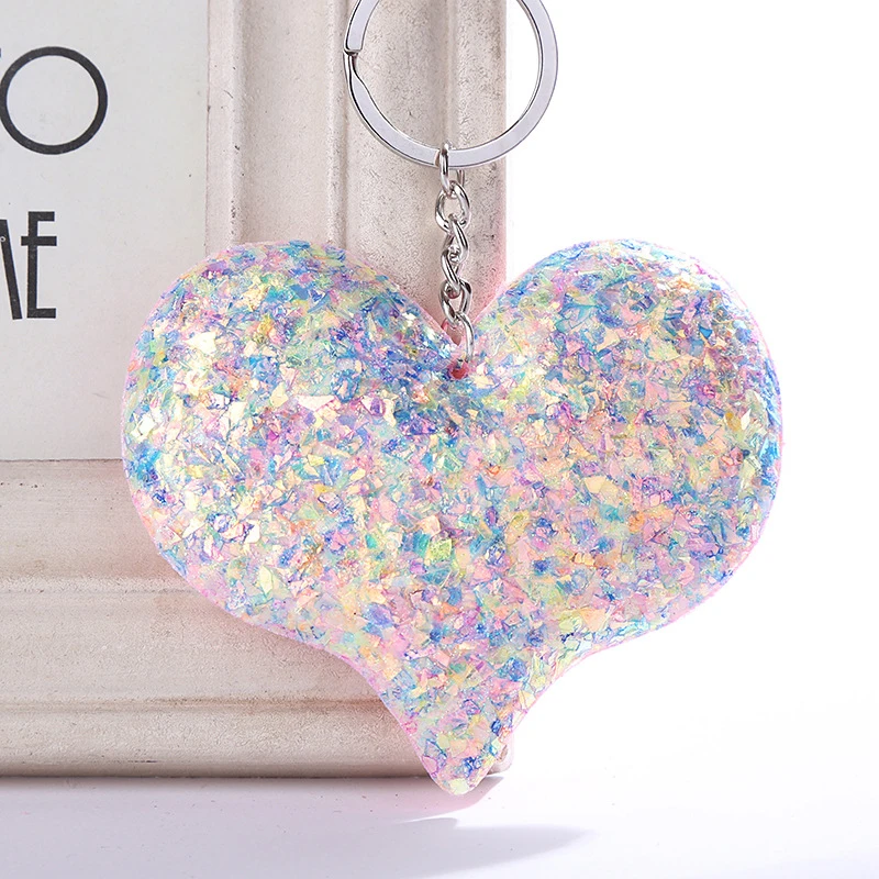 

Sequins Love Shiny Reflective Cartoon Keychain Glitter Heart Keyring for Women Girls Handbag Pendant Car Key Chains Jewelry