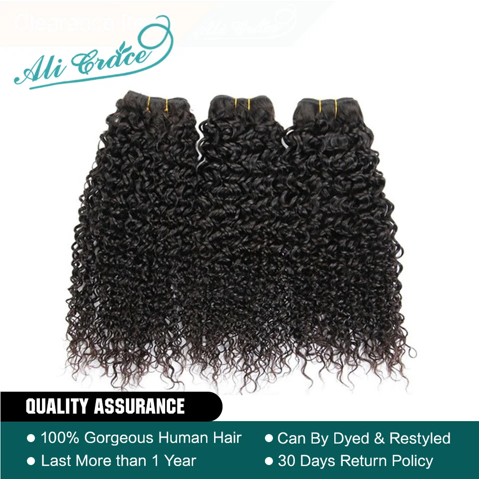 

ALI GRACE Hair Brazilian Kinky Curly Hair 1 3 and 4 Bundles 10-28 inch Natural Black 100% Remy Human Curly Weave Hair Bundles