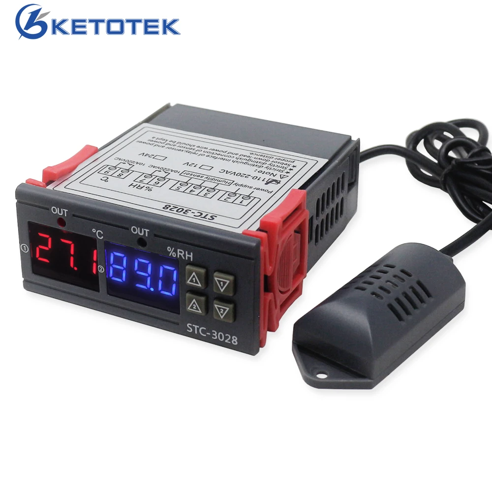 

AC 110V 220V DC 12V STC-3028 Digital Temperature Humidity Control Thermostat Hygrostat Thermometer Hygrometer Controller
