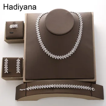

Jewelry Set HADIYANA Luxury Women Elegant Party Gift Stainless Steel Necklace Zircon Set High Quality TZ8089 Accesorios Mujer