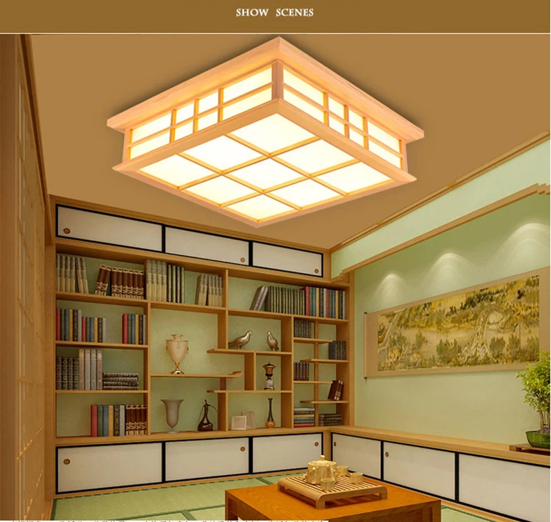 Потолочные светильники в японском стиле лампа для татами светодиодный деревянный потолочный светильник для столовой спальни лампа для кабинета Чайный домик лампа 0033