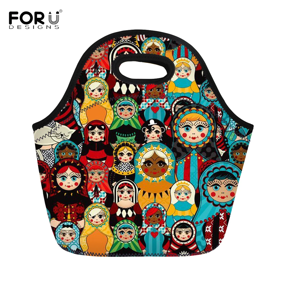 FORUDESIGNS Insulated Thermal Lunch font b Bag b font for Kids Girls Cute Russia Matryoshka Printed