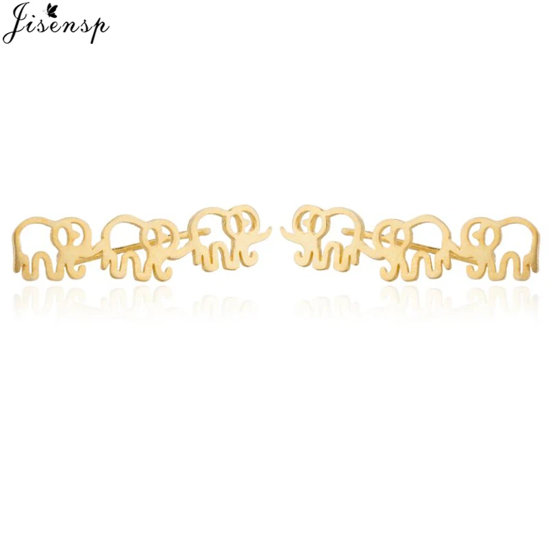 Jisensp Милая подвеска в виде слона ожерелье для женщин мама Счастливое животное для семьи ювелирный подарок ожерелье из золотой цепочки Bijoux Collares - Окраска металла: gold stud earrings