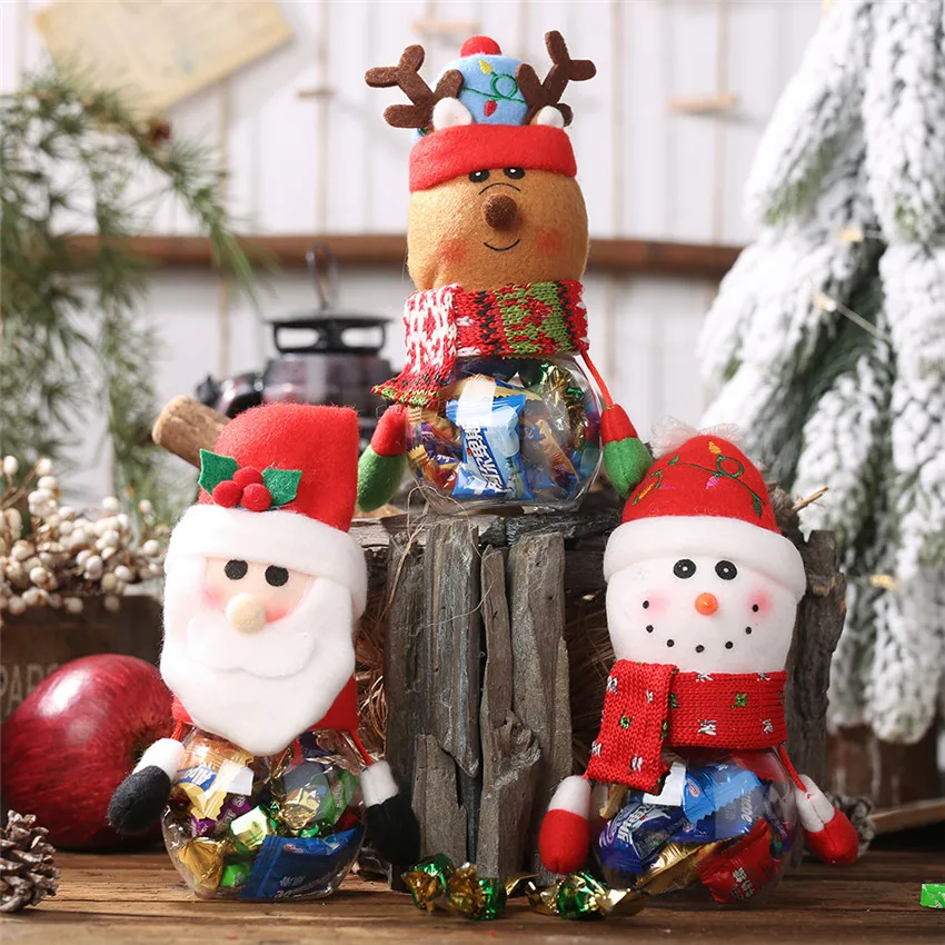 

Cute Toy Santa Claus Candy Jar New Year Gift for Kids Home Decorations Christmas Ornament Christmas Flannel Doll Toy Ornament