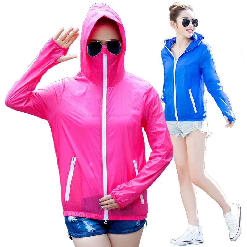 Vraxale Sun Protection Clothing Female Summer Printing Thin Hooded