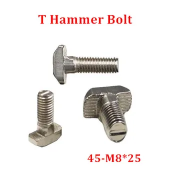 

20pcs/lot M8*25 Hammer Head T Bolt Aluminum T Head Screws 4545 Aluminum Profile CNC Nuts DIY Parts