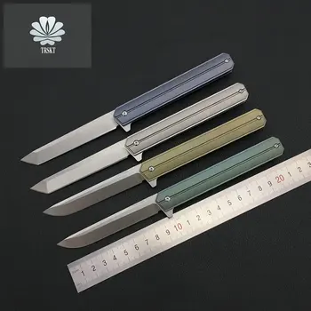 

TRSKT S-13 D2 Knife Flipper ,Stone Wash Blade Ball-Bearing ,TC4 Handle Folding Knife Rescue Survival Camping Knives Hunting Tool