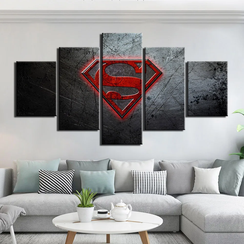 

5 Panels Superman Wall Art Pictures Canvas Painting HD Prints and Posters for Living Room Home Decoration Giclee Artwork