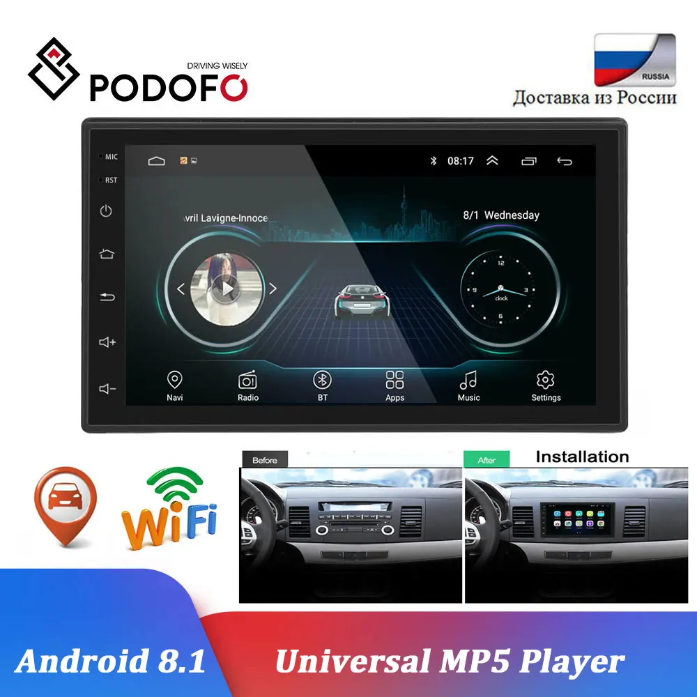 Podofo автомобильный Радио Android мультимедийный плеер 2 Din 7 ''сенсорный экран Авторадио Bluetooth FM wifi AUX 2DIN Авто Аудио плеер стерео