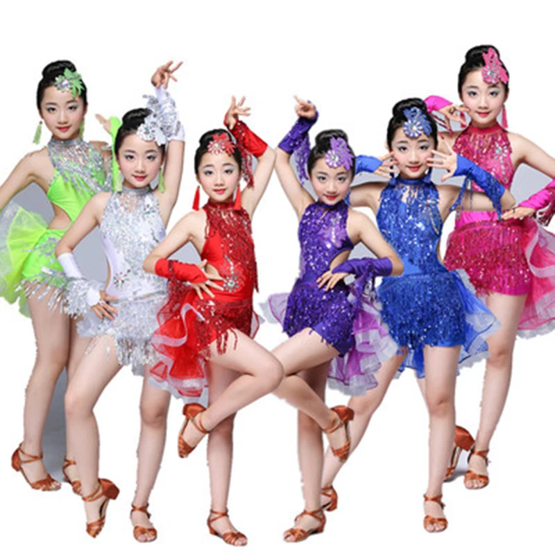 Sequin Fringe Tassel Salsa Dress Child Kids Dresses Latin Dance Wear for Girls Latin Ballroom Tango Spandex Children 2019 Rumba Sequin Fringe Tassel Salsa Dress Child Kids Dresses Latin Dance Wear for Girls Latin Ballroom Tango Spandex Children 2019 Rumba