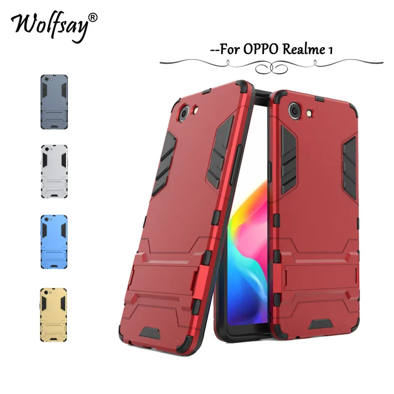

Case Oppo Realme 1 Cover Slim Robot Armor Rubber Capa FOR Phone Case For Oppo Realme 1 one CPH1859 Cases Realme 1 Stand Fundas
