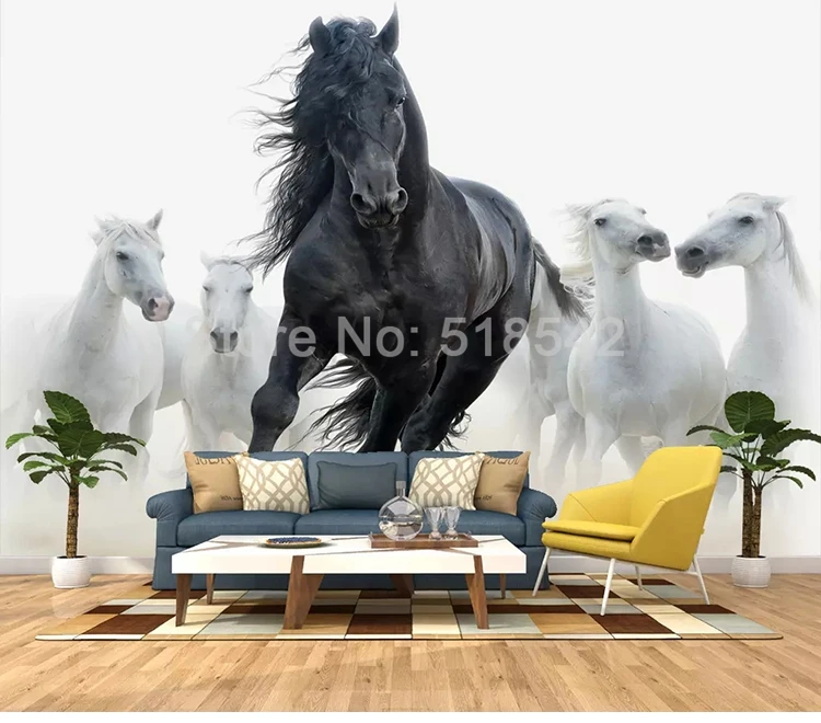 cavalo preto e branco, TV fundo, papel