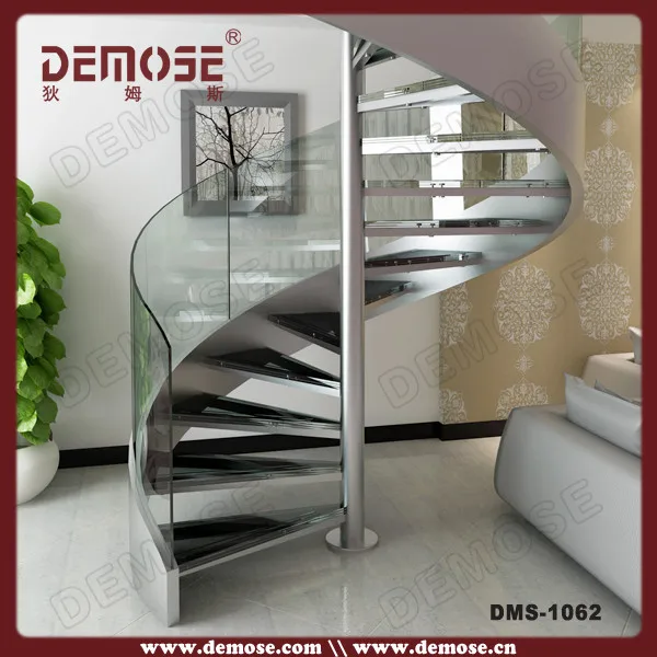 contemporary villa glass spiral staircase