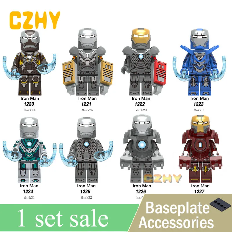 

Set Building Blocks Super Heroes Bricks Iron Man Tony Stark Mark 24 Mark 29 Mark 30 Figures Toys Gift For Children X0253