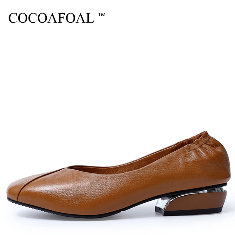 

COCOAFOAL Woman Genuine Leather Flats Fashion Personality Ballet Shoes Spring Autumn Metal Decoration Genuine Leather Flats