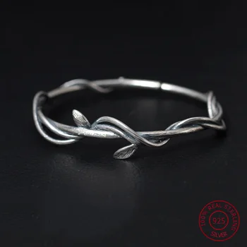 

S925 Sterling Silver Bracelet & Bangle For Women Wristband Simple Leaves Vine Bracelets Handmade Fine Jewelry Accessories YB12