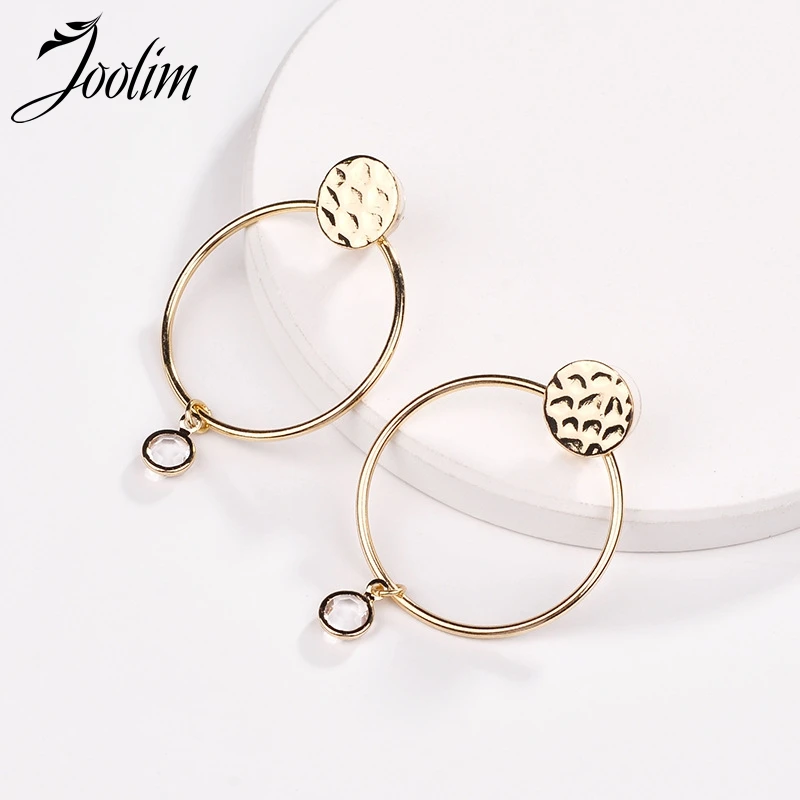 

JOOLIM Simple Minimalism Gold Round Metal Drop Earring Alloy Jewelry