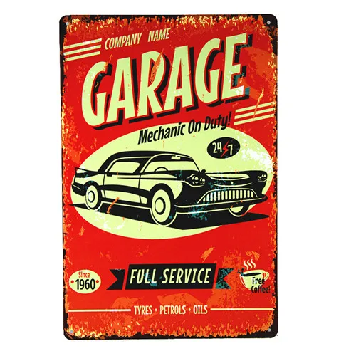 Vintage Metal Tin Signs Garage Car Motor Poster Route 66 Retro Tin Plate Garage Pub Bar Home Wall Decor