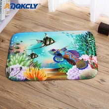 ADQKCLY Sea World фланель ковровое покрытие из мягкой ткани рыбы коврики Декор Нескользящая абсорбент двери кухня, пол в ванной комнате ковры