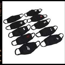 1 шт., черная хлопковая маска для лица, мультяшная Пылезащитная маска для лица, аниме, для женщин и мужчин, муфельные маски со ртом для лица