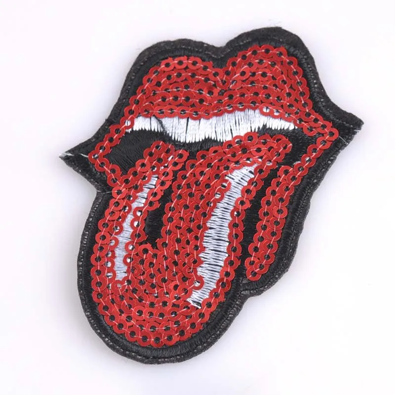 3PCS DIY Red Lip mouth patches Applique Sewing Handmade Bling Bling