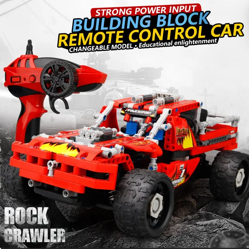 

ABS DIY Model Building Block Remote Control Car SDL 2017A-6 Warriors Racing Car Dirt Bike Child Educational Toys Gift 35*20*14cm
