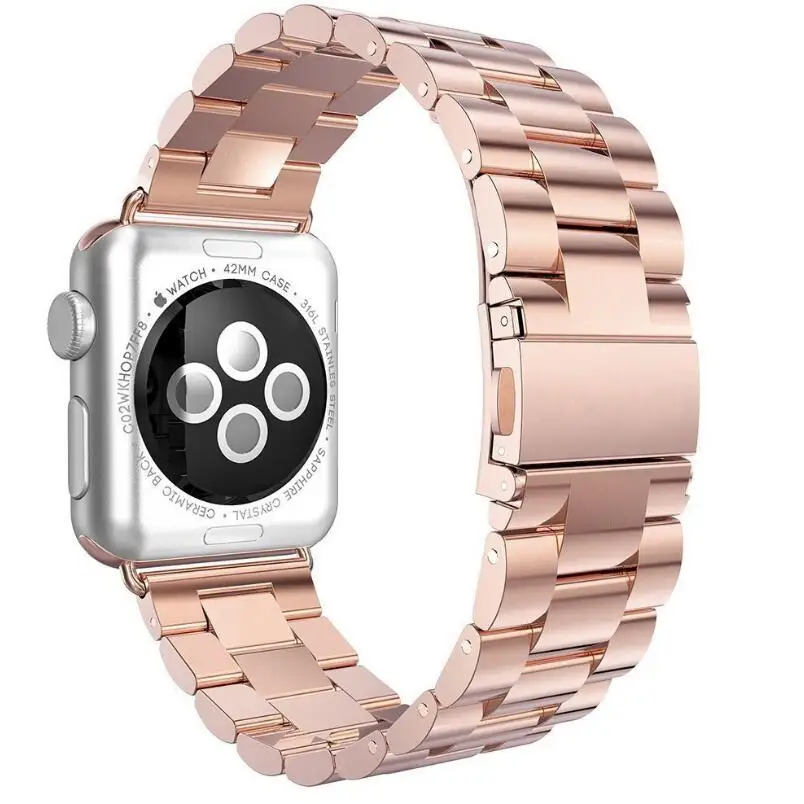 KINGBEIKE 4 Colors Stainless Steel Watchband For Apple Watch 38mm 40mm 42mm 44mm Series 1/2/3/4 Wristwatch Bracelet Strap