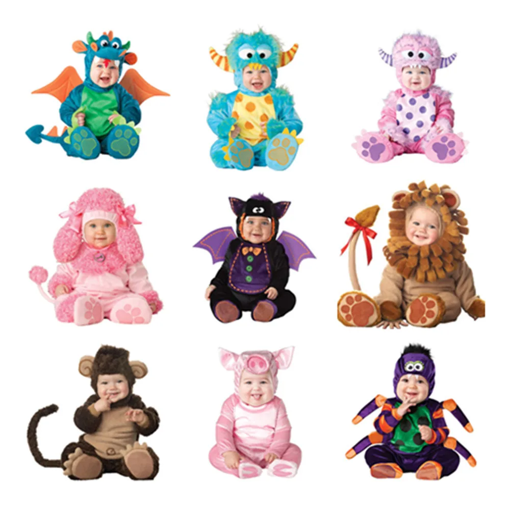 

Cosplay Hooded Jumpsuits Dragon Pig Monkey Butterfly Bee Pajamas Baby Kids Costume Halloween Christmas Animal Costume bodysuit