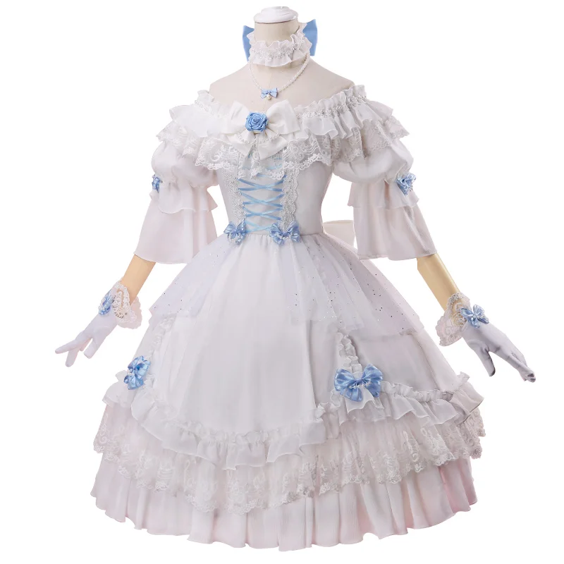

Anime! Vsinger Luo Tianyi Rose Flower Wedding Dress Lolita Uniform Cosplay Costume For Women Free Shipping