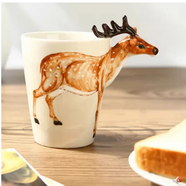 

TOP COOL fashion --marvellous 3D stereo Hand-painted deer originality bone china ceramic coffee mug cup office home bar