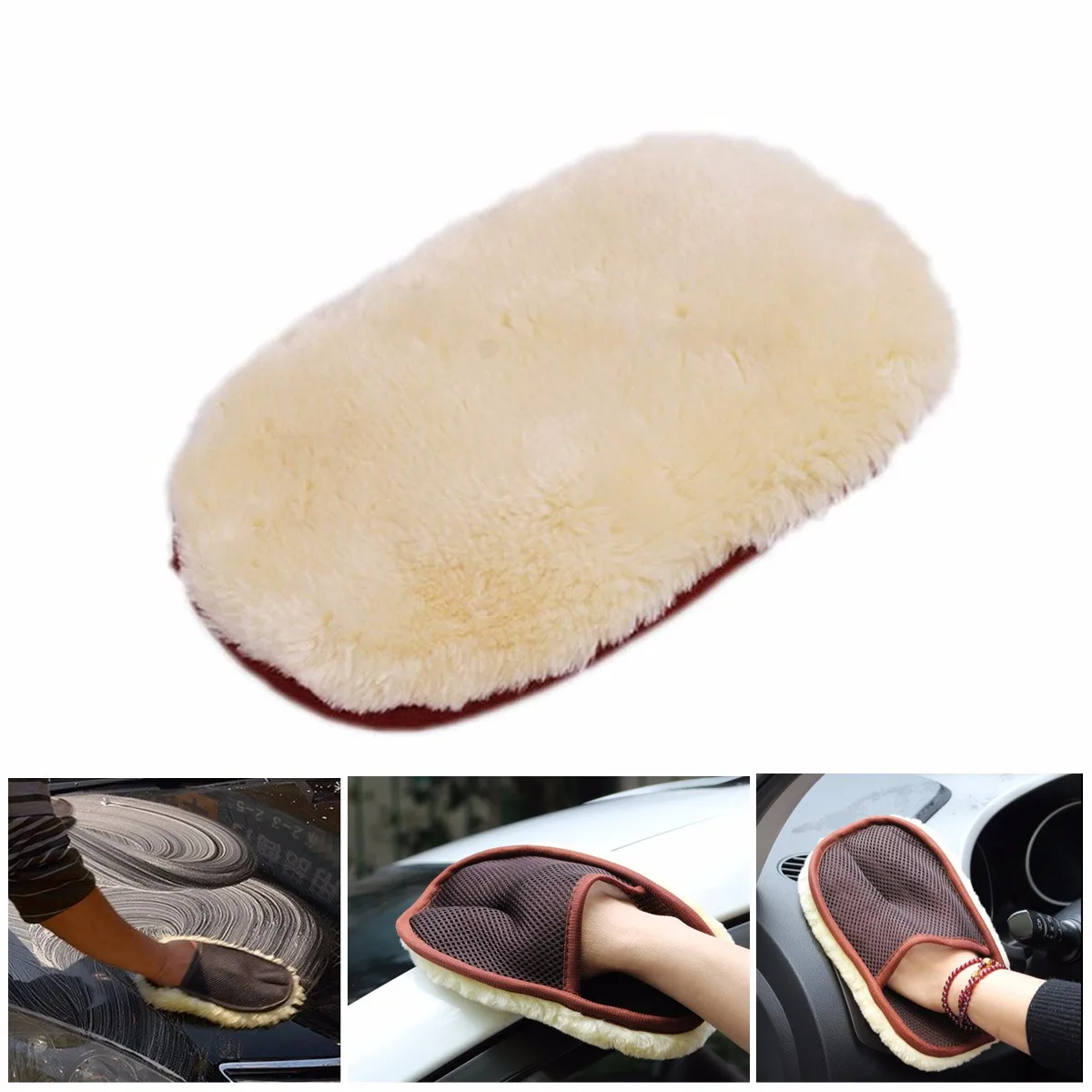 1pcs Lamb Wool Car Wash Mitt Glove Super Soft Lambswool Auto Wax